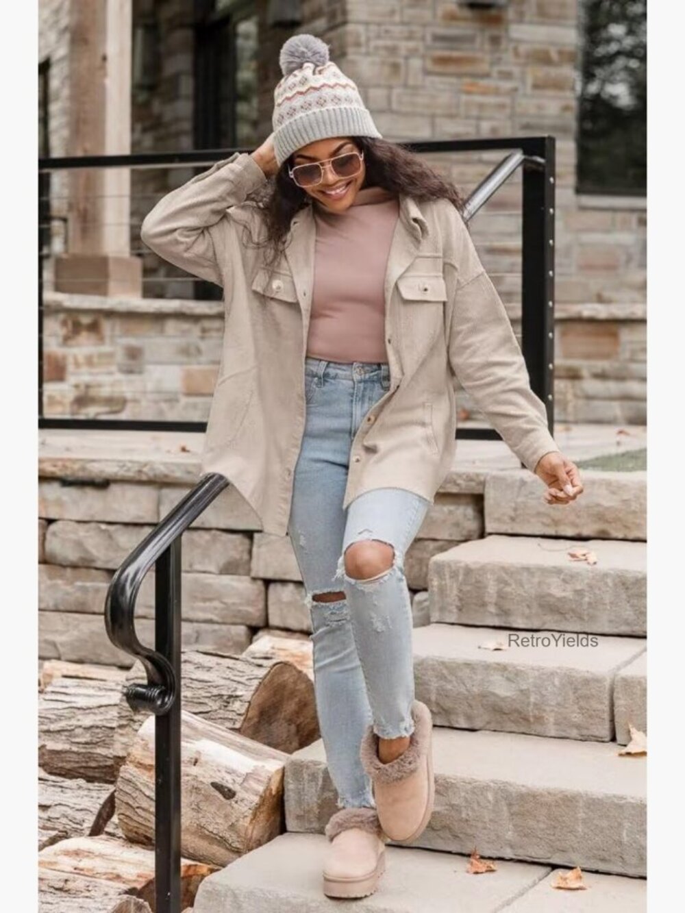 Womens Corduroy Shacket Button Down Long Sleeve Oversized Jacket Coat Casual - Picture 2 of 7